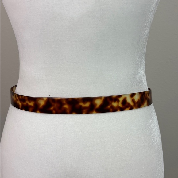 Translucent Tortoise Shell Print plastic Belt silver buckle, fits 33” waist - Picture 5 of 5